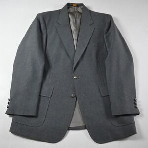 Vtg Mens 42R Gray Silver Button Mens Blazer Suit Jacket Sport Coat